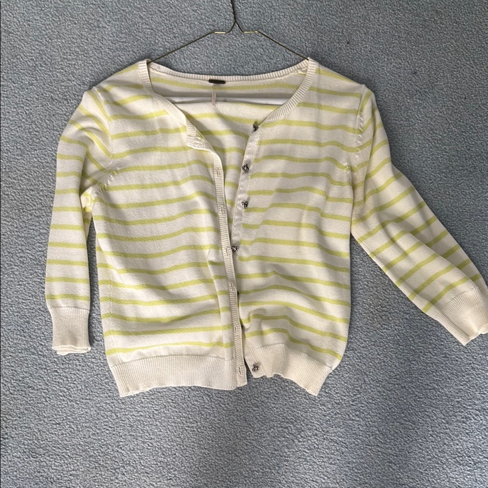 Striped White and greenishWomen's Sweater free people cardigan size small